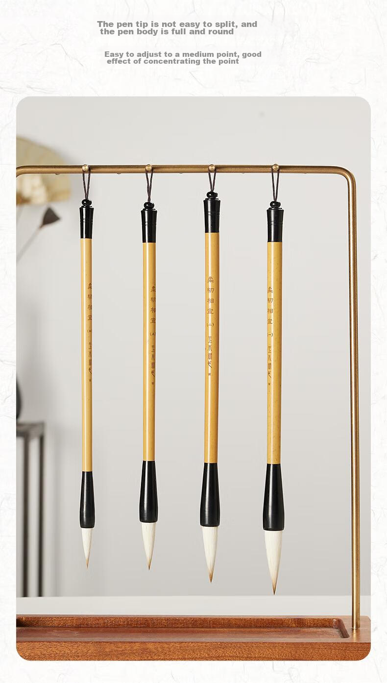 Yushuihu Flexible And Suitable Two-Wolf Sheep Mixed Hair Brush Calligraphy for Beginners, Specialized for Regular Script, Running Script, Clerical Script, Seal Script, Elementary School Students' Beginner Writing Practice, Chinese Painting, And Large/Medium/Small Regular Script Medium Size 8