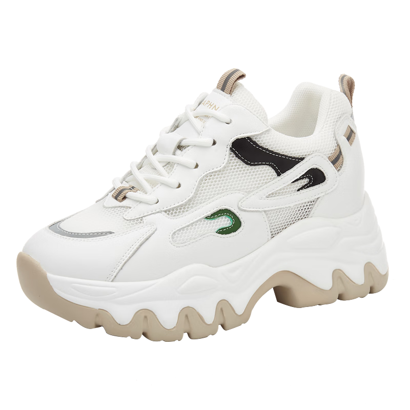 DAPHNE Women's Platform Dad Sneakers with Mesh Breathable Fashion Casual Sports Shoes 4623101126 White Apricot 40
