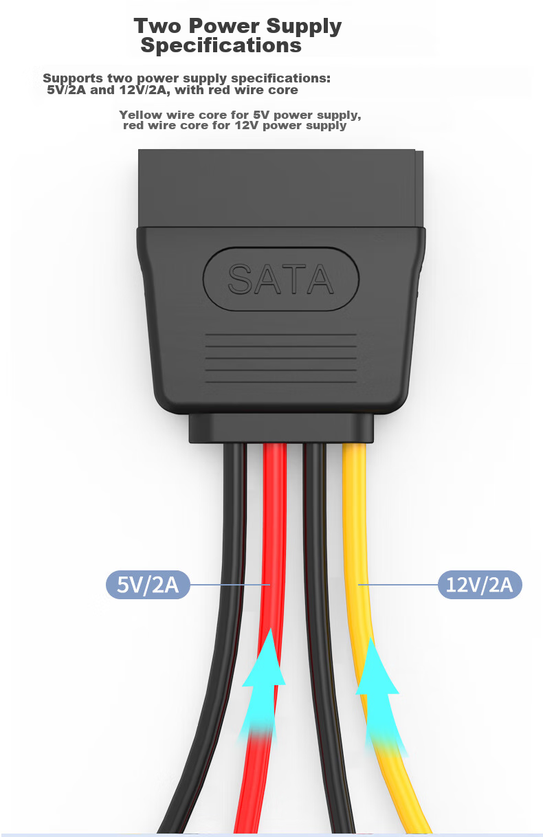 BURLEFRAN SATA15p Male to Dual-Port Large IDE SATA Male to Dual-Port IDE Power Cable, Serial to 4-Pin Fan Power Cable 3