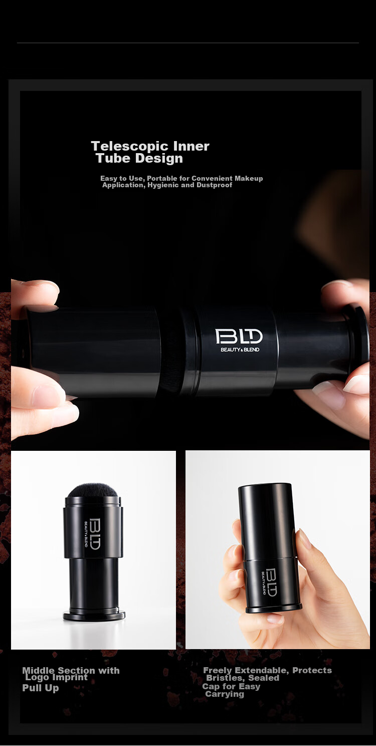 Beautyblend Retractable Portable Makeup Brush for Powder, Blush, Pressed Powder And Powder Compact - Single Pack 5