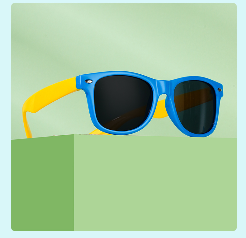 Angelamiao Children's Sunglasses for Boys, Kids' Sunglasses, UV Protection Children's Glasses, Blue Frame Back-To 11