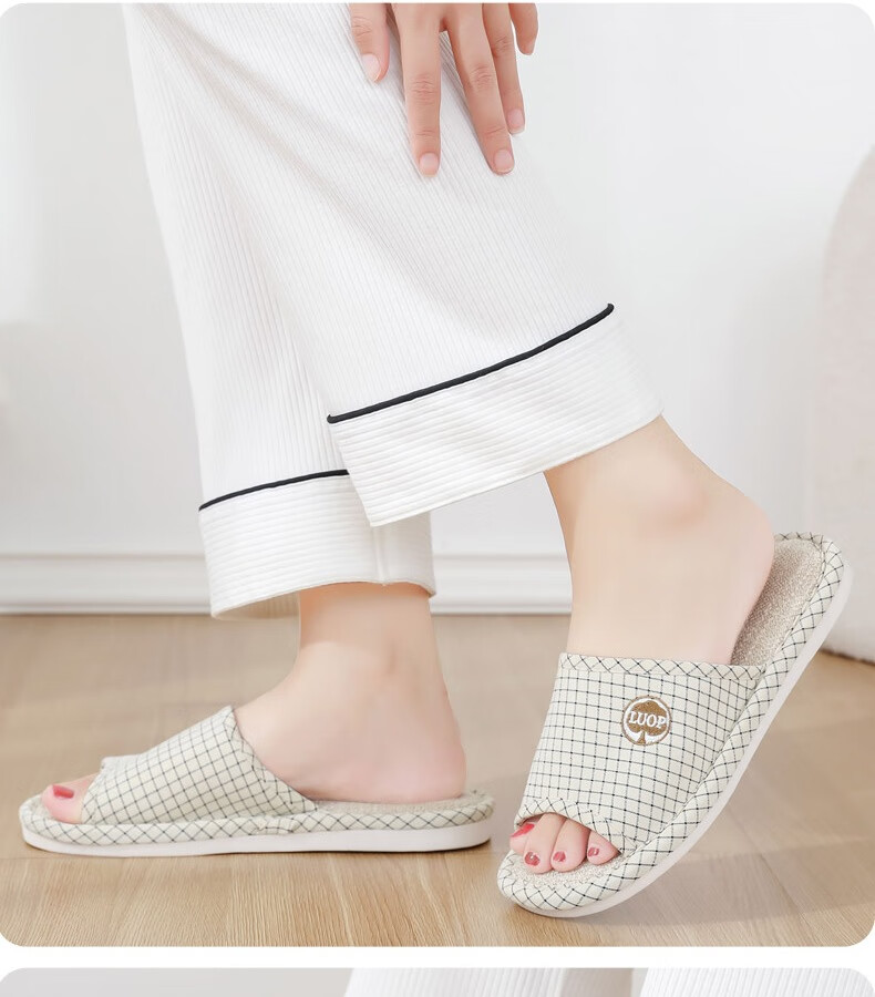 Huameijianbu Linen Slippers, Indoor Non-Slip, All-Season, Sweat-Absorbing, Breathable Cotton And Linen Slippers, HM6106, Gray, Size 42-43 18
