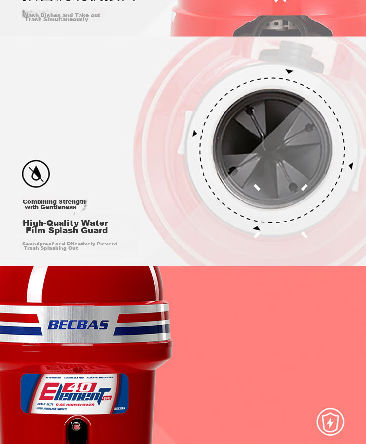 BECBAS Intelligent Garbage Disposal, Kitchen Food Waste Crusher, Wireless Switch E40evo 19