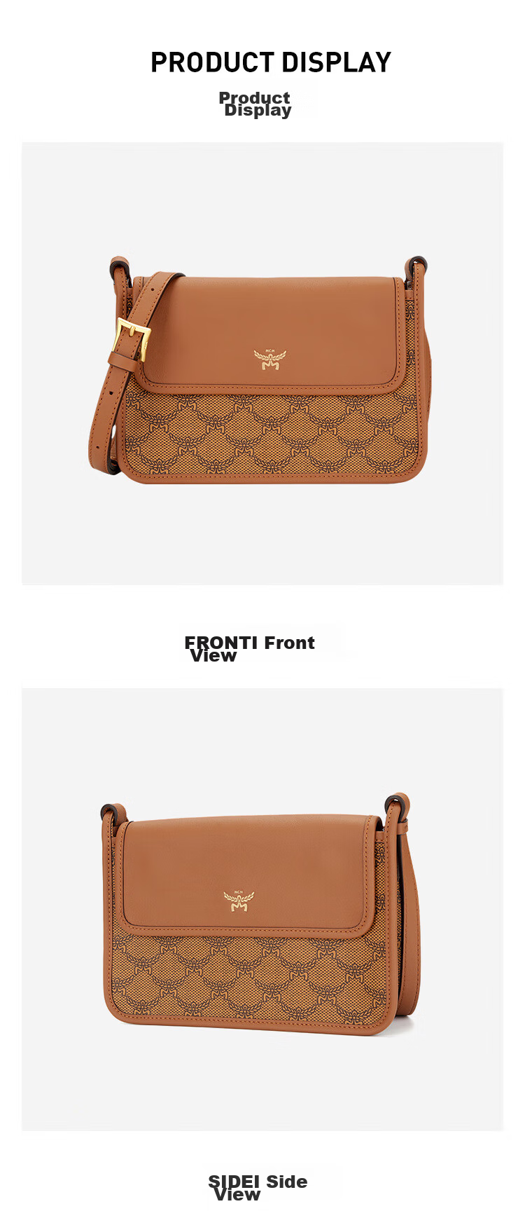 MCM HIMMEL Small Messenger Bag Shoulder Crossbody Bag Commuter Handbag for Women, Cognac Color 4