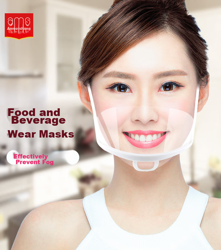 Ams Transparent Face Masks for Food Service, 100 Pieces, Food Grade Material, Double-Sided Anti-Fog, Anti-Drool, Anti-Splash, for Chefs, Hotels, Restaurants, Canteens, Street Vendors, Disposable Plastic Face Masks 1