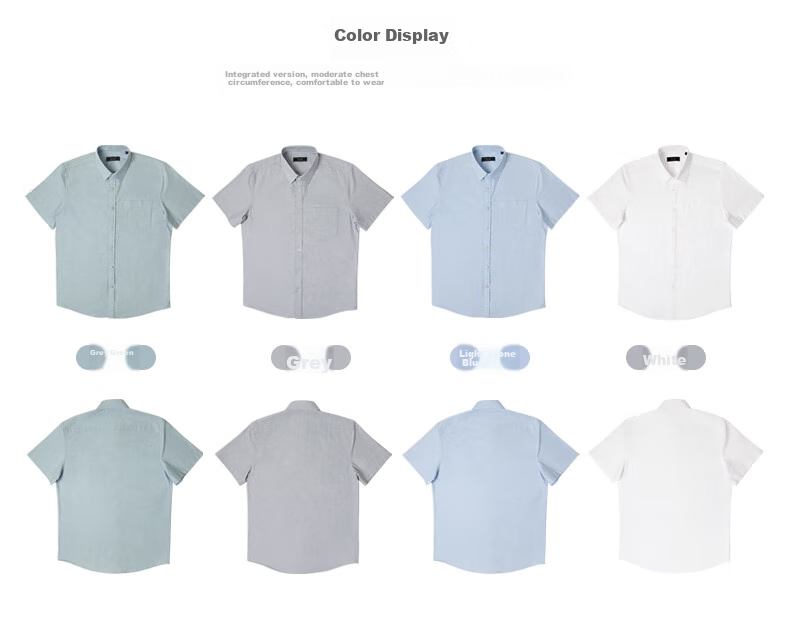 BLACKMONDAY Summer Pure Cotton Oxford Cloth Shirt for Men, Short Sleeve All-Cotton Wrinkle-Free Fashionable Versatile Business Casual Formal Dress Shirt 13