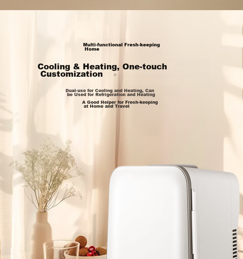 Midea Mini Fridge, Car Refrigerator, Small Cooling And Heating Box, Dual-Purpose for 1-2 People, Dormitory, Rental Apartment, Beauty Storage, Milk Refrigerator, 4L Capacity 4
