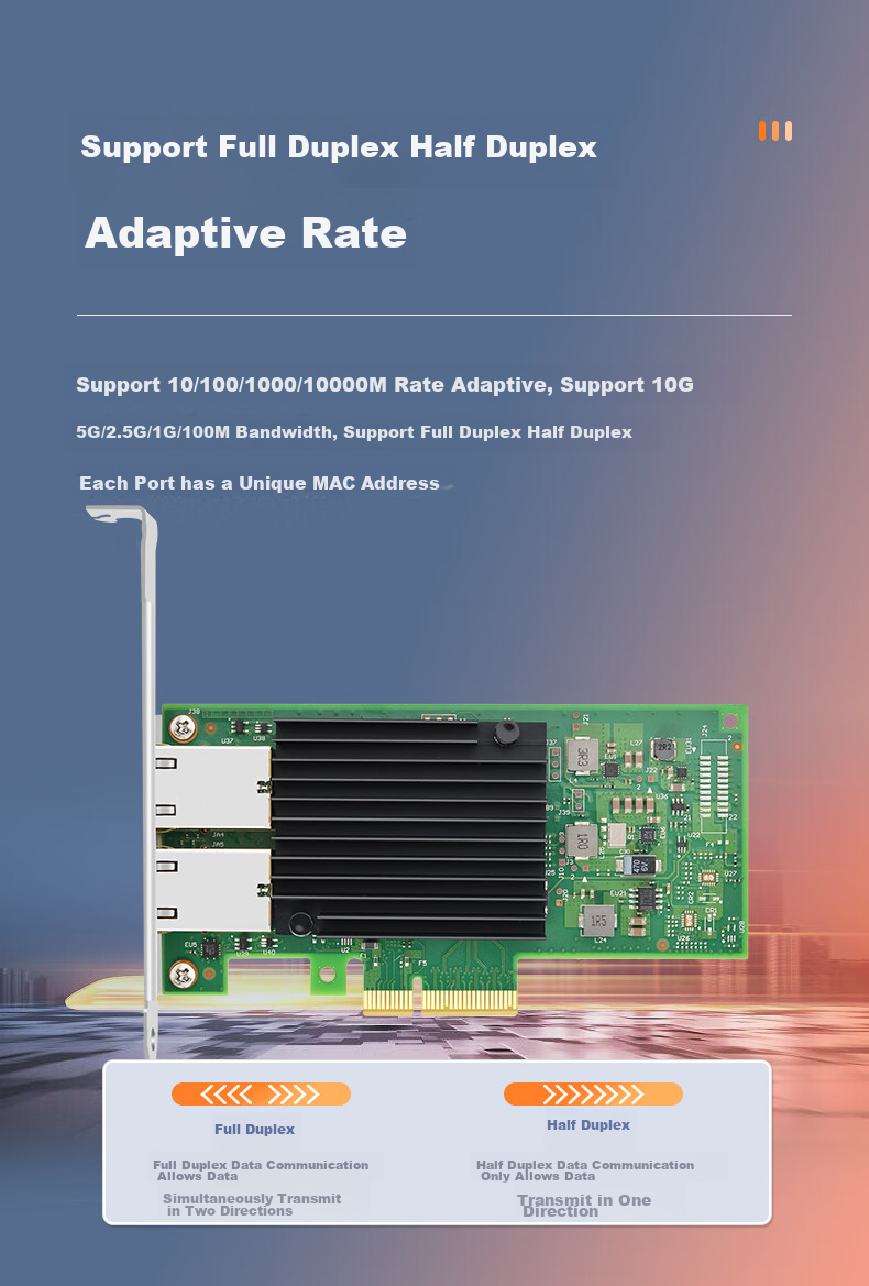 EB-LINK Intel X550 Chip PCI-E X4 Dual-Port Server Network Card X550-T2 Copper Cable Link Aggregation Virtual Machine 8
