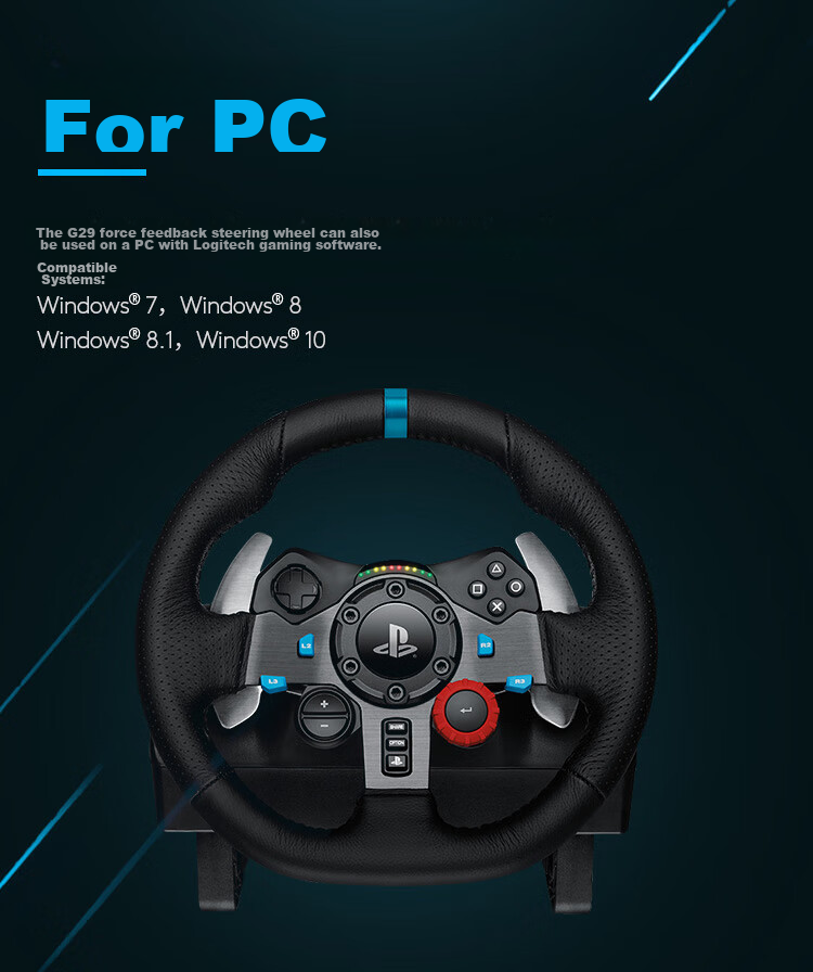 G G923 PC High-Resolution Force Feedback Racing Wheel And Pedals, Racing Simulation Driving Experience, For Horizon 4 And Okami 2 7