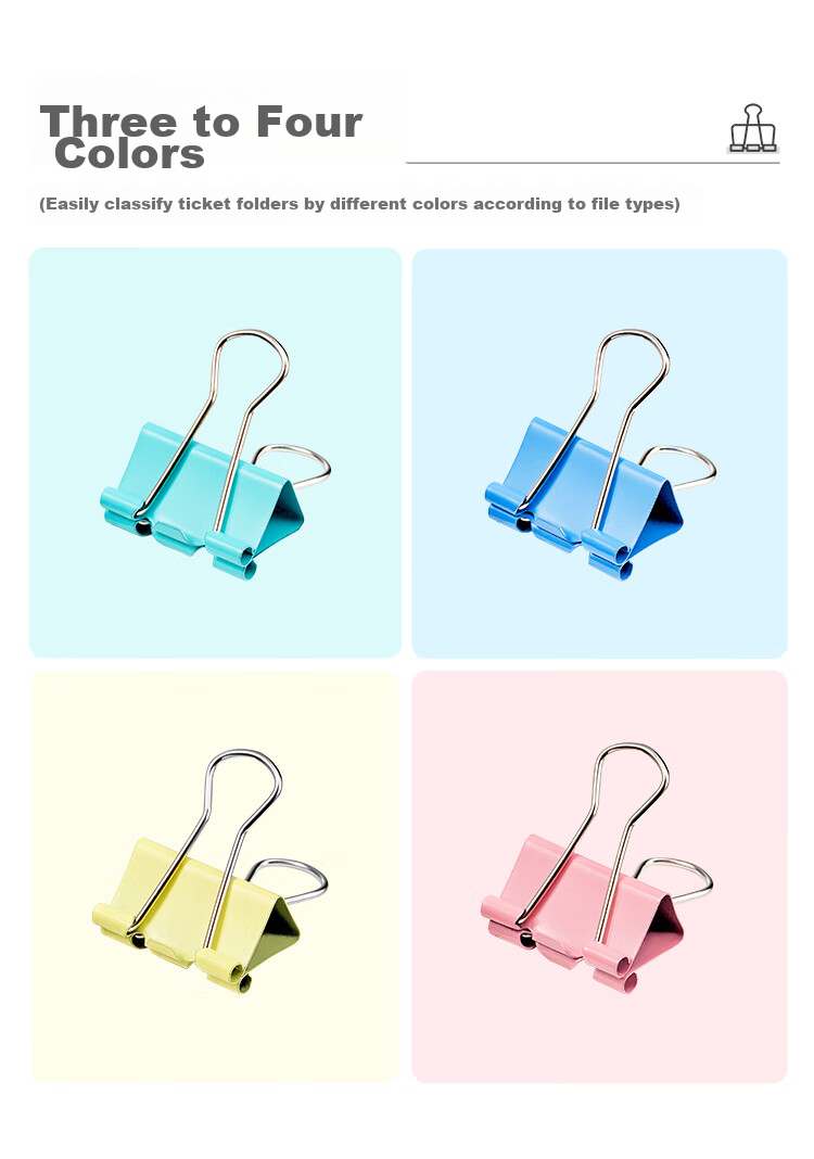 Kingdee 40 Pieces, 19mm Colorful Long Tail Clips, Binder Clips, Large Fixed Stationery Clips, Strong Book Clips, Office Supplies 2