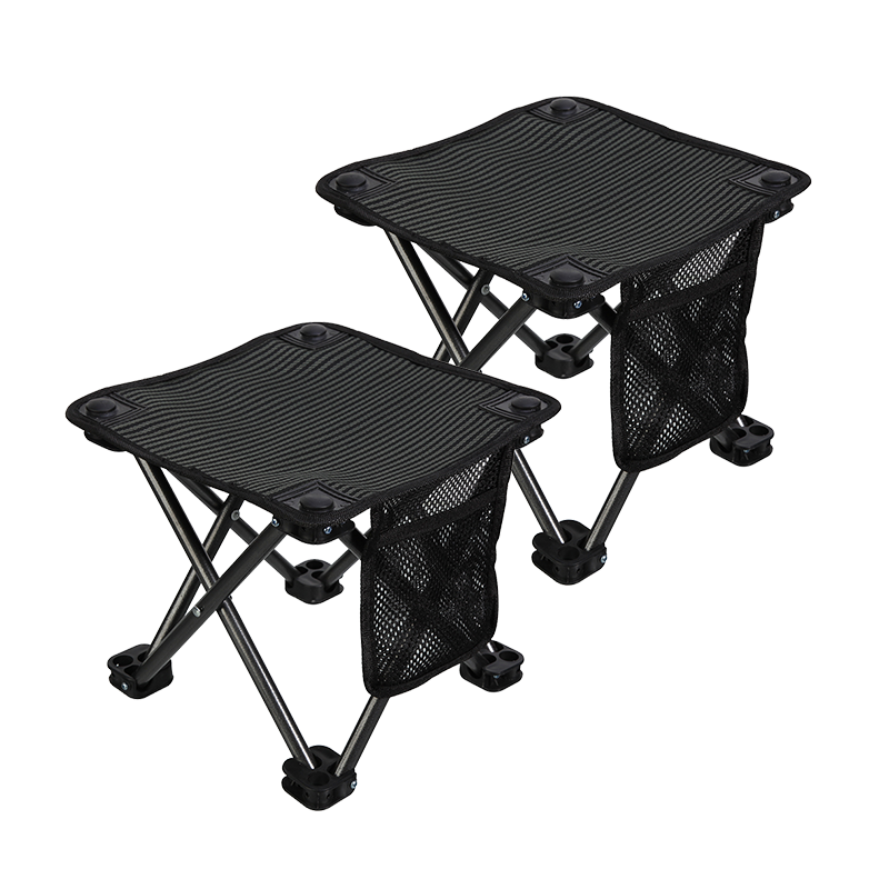 KingCamp Folding Stool, Outdoor Fishing Chair, Sketching Picnic Travel Camping Queue Essential, Black Striped, Pack of 2