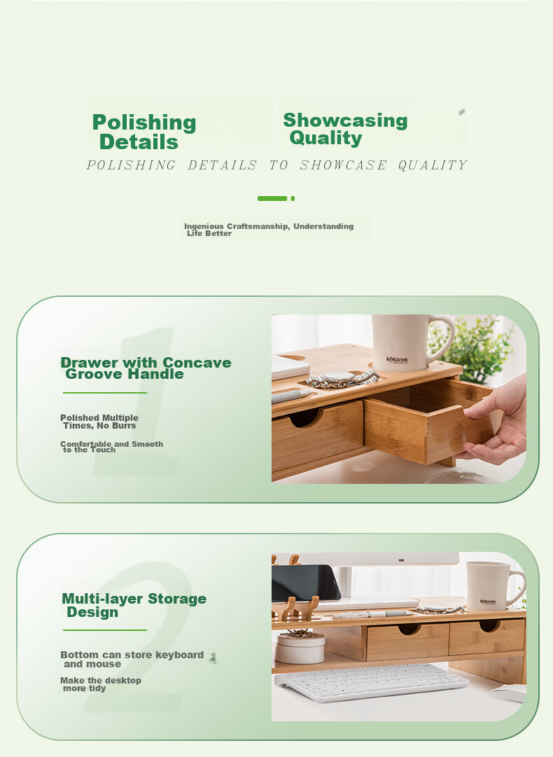 Beifang (Befon) Computer Monitor Riser with Three Drawers, Laptop Stand, Storage Rack, Monitor Stand, Multifunctional Computer Base 72754 7