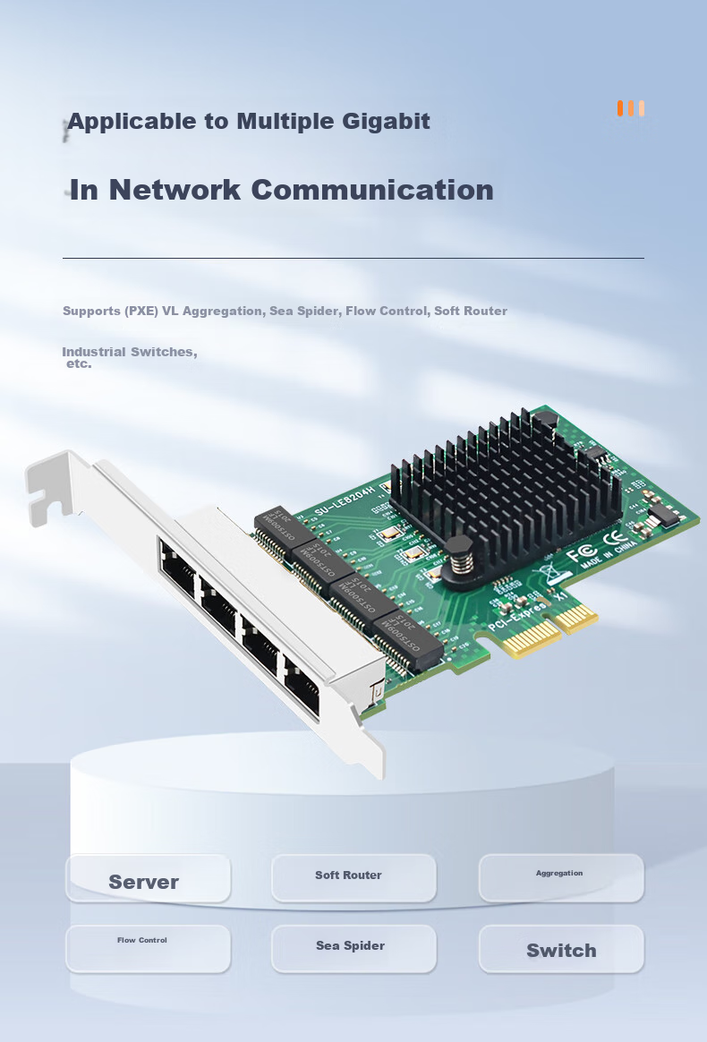 EB-LINK PCIE Gigabit Four-Port Network Card for Desktop Computers, Built-In Wired Network Card with Soft Router Function for Aggregation Server Networking Adapter 9