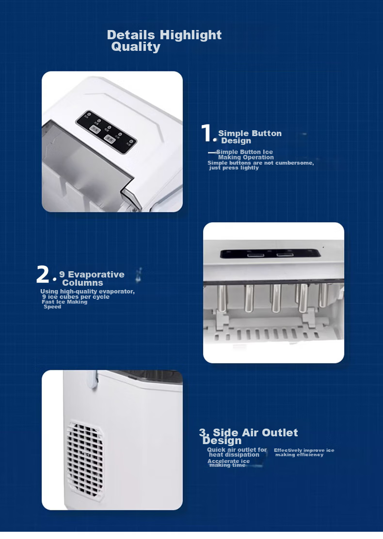 Hicon Ice Maker for Home Use, Small Dormitory Ice Machine, 15KG Bullet Ice, Automatic Cleaning, UV Disinfection + Antibacterial Inner Tank, Home Use Handheld Ice Maker, Ice Cube Maker 15