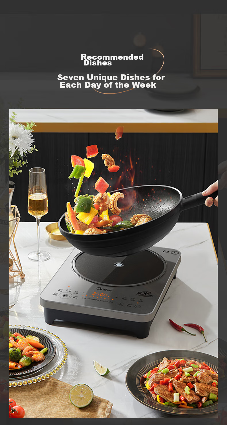Midea Induction Cooker Ceramic Cooktop Electric Cooker Household High-Power 3500W Electromagnetic Stove Even Heating Integrated Large Panel Cooks Rice Porridge Wear-Resistant Easy-To CL35W7-001 12