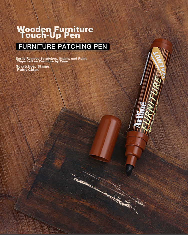 [Back to School Essential] Shachihata Artline Wood Furniture Wood Grain Pen for Old Furniture Renovation And Scratch Repair, Square Tip, 2.0-5.0mm, MAPLE Light Brown EK-95 1