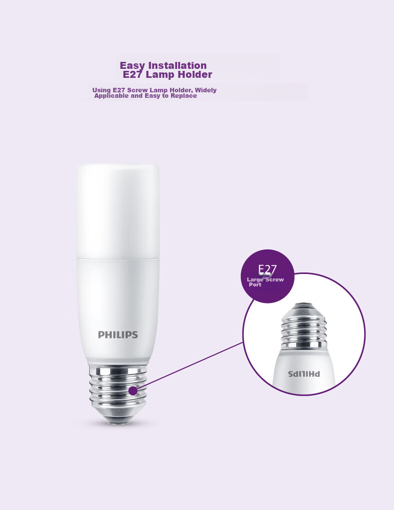 PHILIPS LED Bulb, E27 Screw Base, Energy-Saving Light Bulb for Home Use, Super Bright Globe Bulb, Replacement for Small Pillar Lamp, 9.5W, 6500K 9