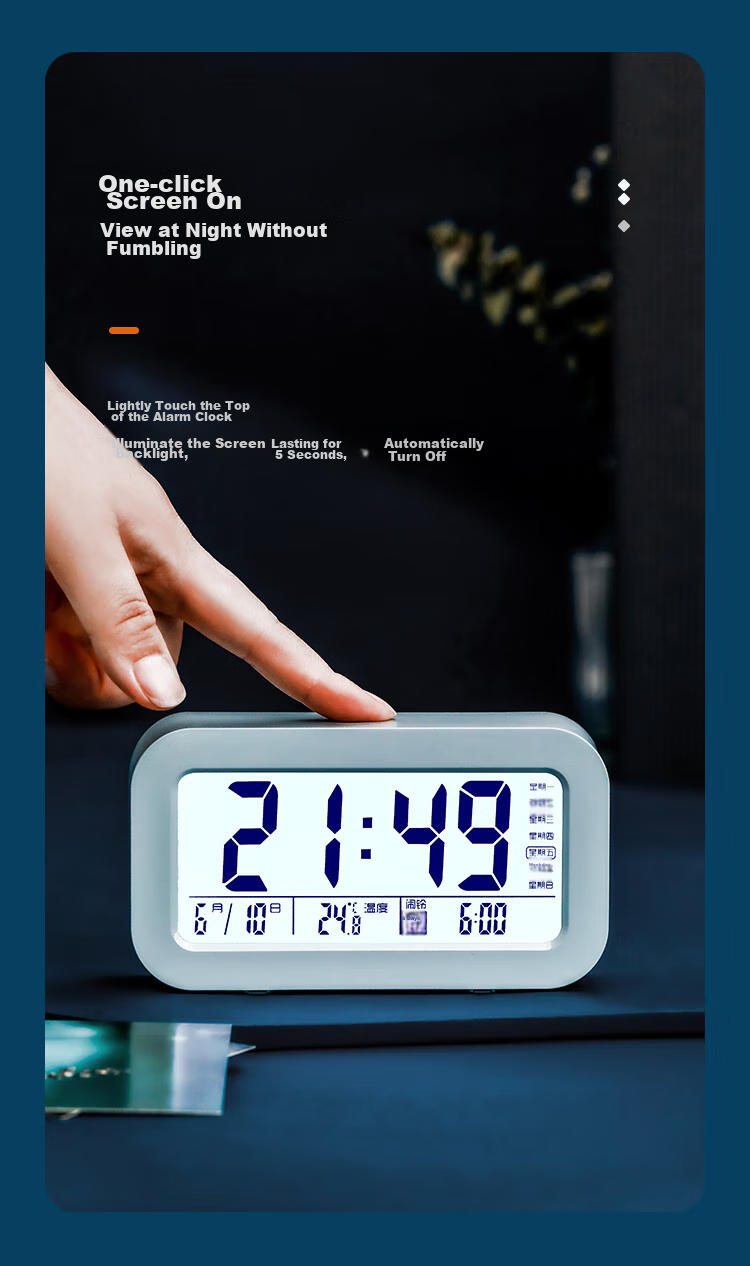 Compas Multifunctional Electronic Alarm Clock for Students, Wake-Up Device, Digital Clock, Essential for Back-To And Graduation Season, 801 Blue New Year Gift for Students And Childre 3
