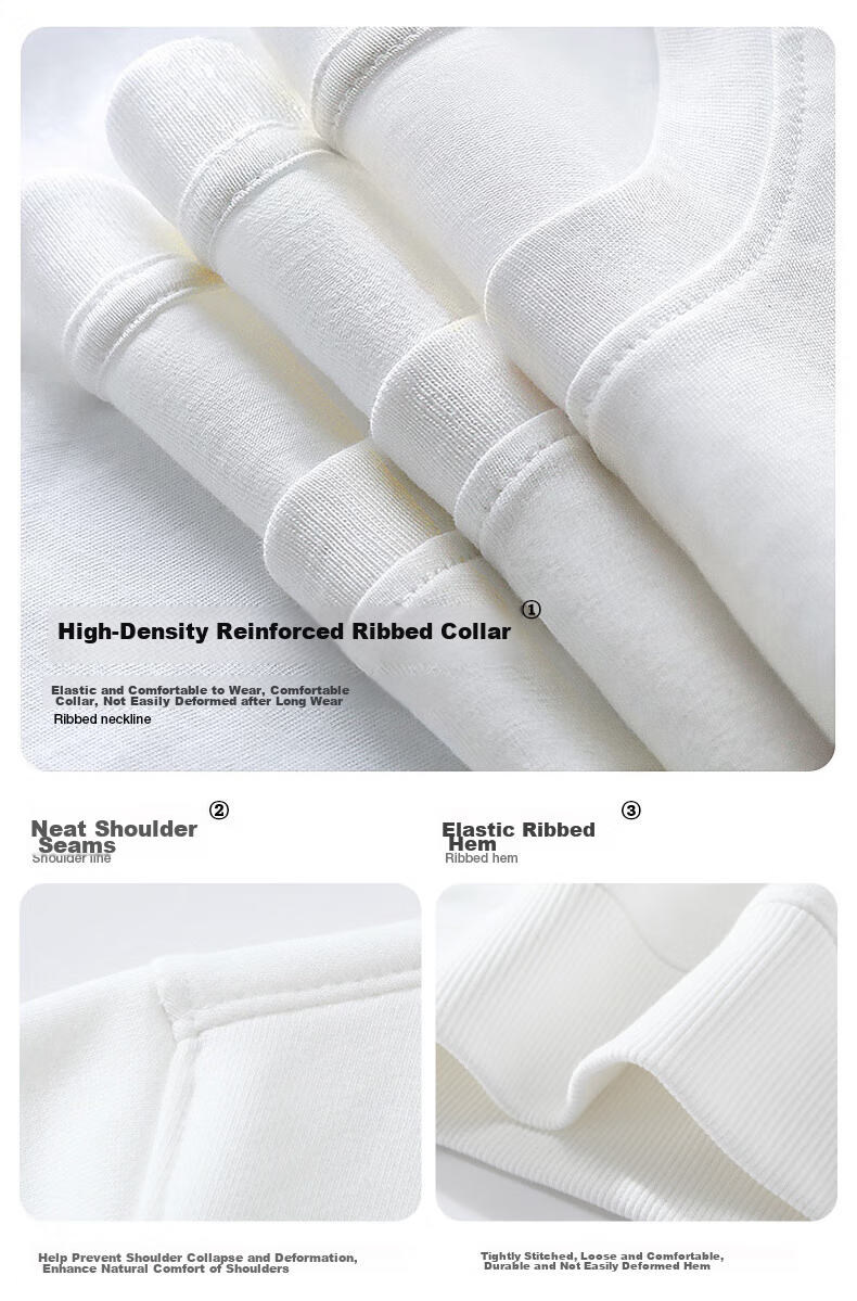 Mianzhi Men's Sweatshirt, Trendy Solid Color, Loose Round Neck, Versatile Casual Top, White, 2XL 11