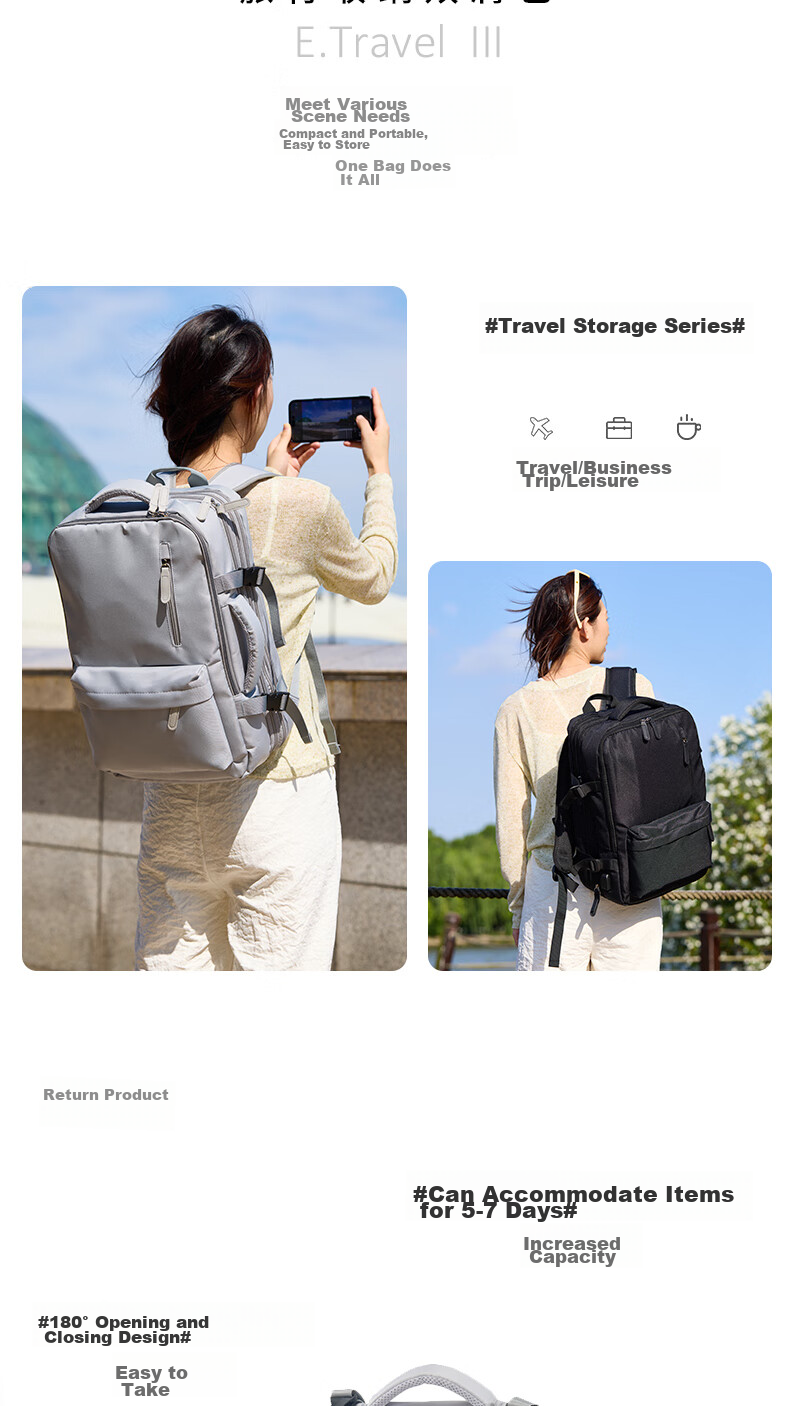 Etravel Backpack, Business Travel Laptop Bag, Large Capacity School Bag for College Students, Black 2