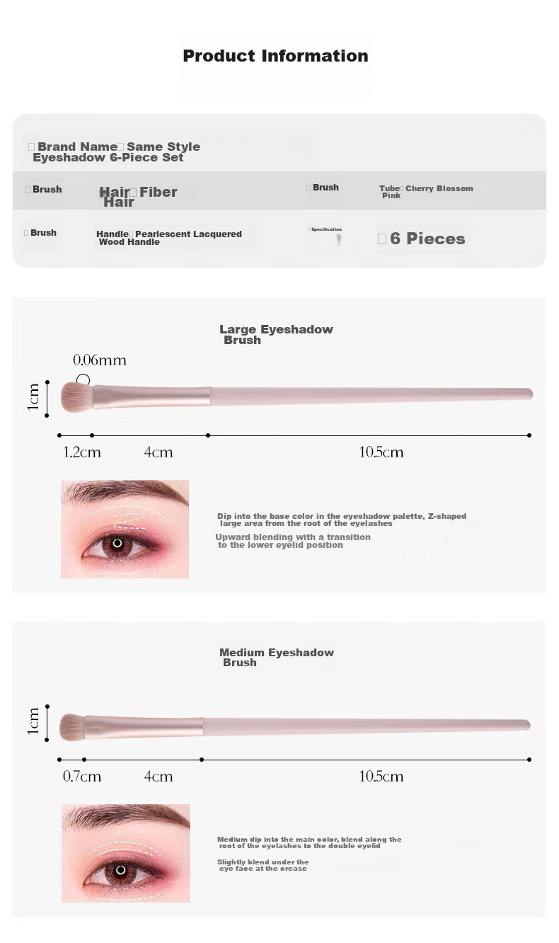 Dongyiyanxuan New Year Gift Set of 5 Wool Eyeshadow Brushes for Eye Details, Blending, Under-Eye Bags, And Concealing 12