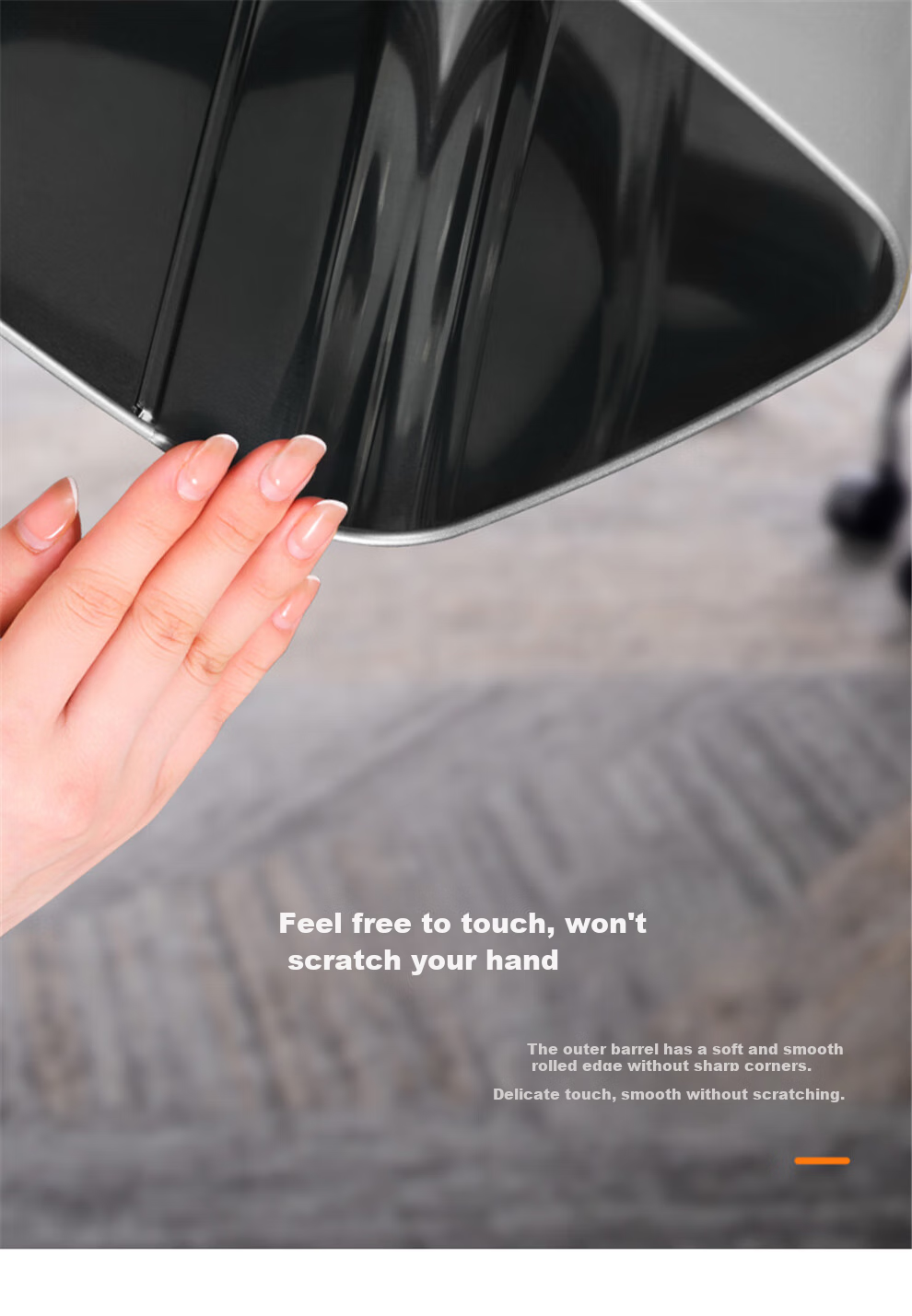 EKO Lidless Trash Can, 10L, Sand Steel, Large Size for Home Kitchen Bathroom, Stainless Steel Wastebasket, Recommended by Zhang Ruoyun, Model 9084 7