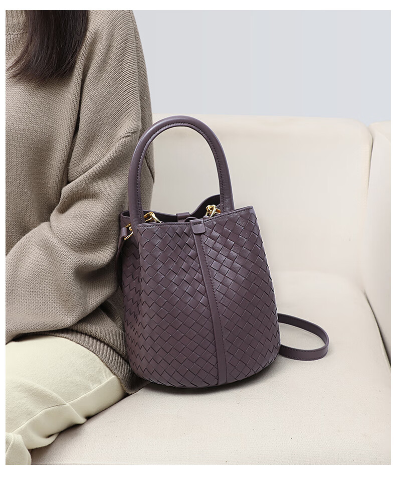 Viney Leather Bucket Bag Brand Handbag, Women's Light Luxury Crossbody Shoulder Bag, Practical Birthday And Mother's Day Gift for Mom 1