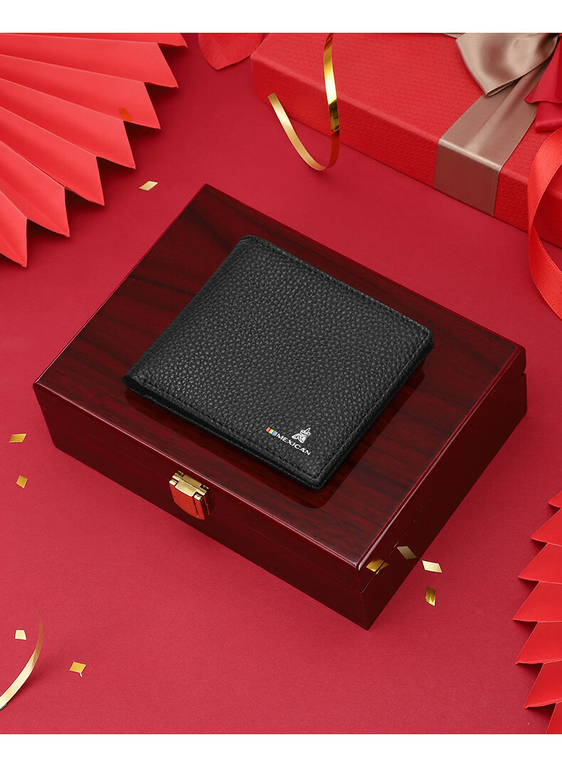 MEXICAN Genuine Top-Grain Leather Short Wallet for Men, High-Quality Gift Box Birthday Present for Boyfriend Or Father 2