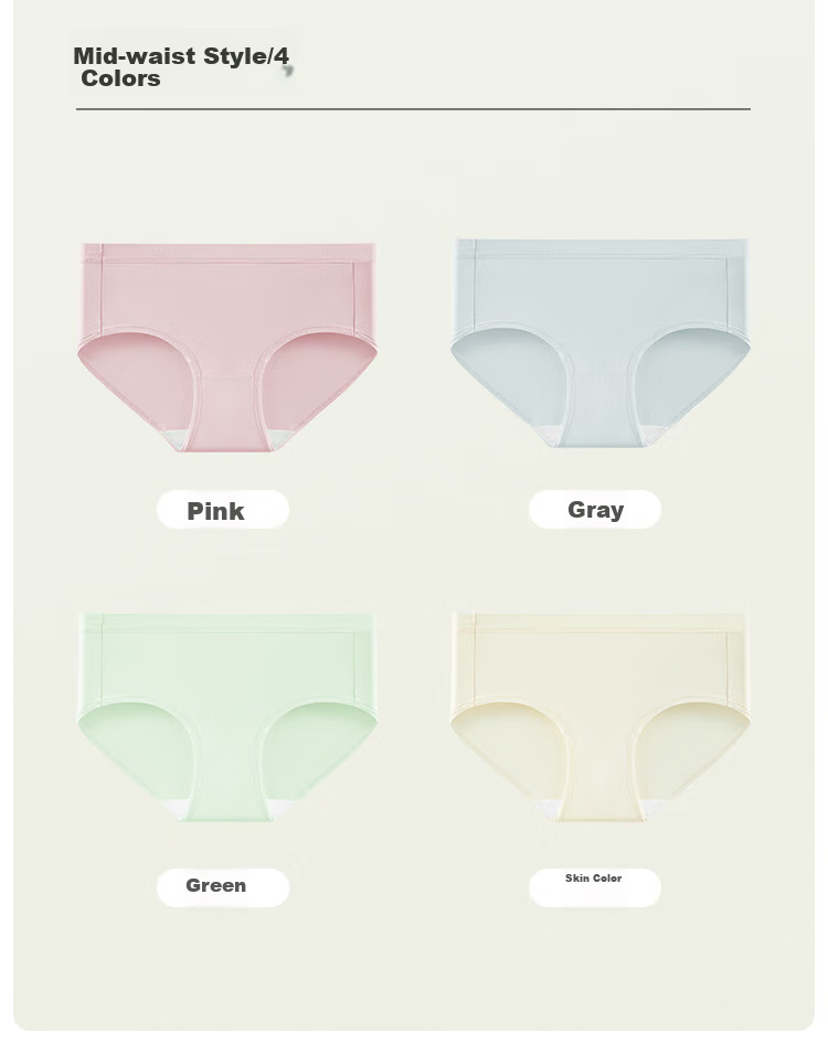 MiiOW Women's Underwear, Cotton Style, Active Sports Design, Antibacterial Pure Cotton Crotch, Comfortable Breathable Shorts for Women, 4 Pairs, Mid-Rise, Size L 21