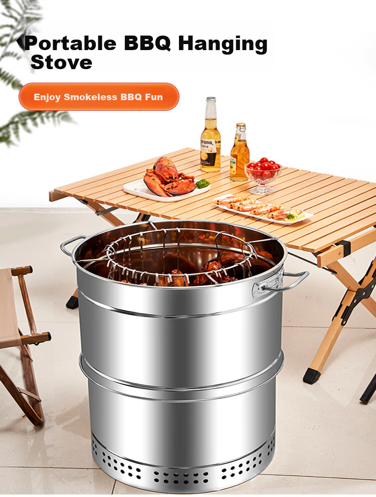 Suncojia Baked Grill, Smokeless Barbecue Grill, Home Barbecue Rack, Hanging Grill, Outdoor Charcoal Barbecue Grill, Large Charcoal Grill 1