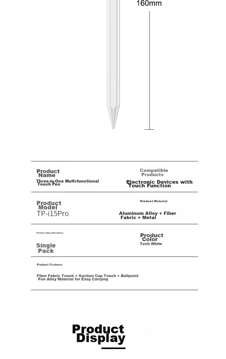 ESCASE [Three-In] IPad Capacitive Stylus, Mobile Phone Tablet Touch Writing Pen, Magnetic Screen Compatible with Huawei Apple Pencil Second Generation, Tech White TP-I15Pro 11