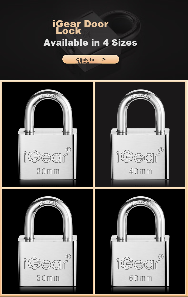IGear Padlock, Waterproof And Rust-Resistant, Door Lock Tool, School Gate, Shop, Warehouse, Car Compartment, Home Security Lock, Anti-Theft And Tamper-Proof Lock, 60mm 1