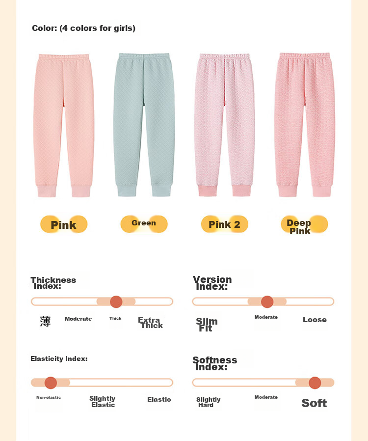 Dingguagua Children's Thermal Underwear, Autumn And Winter Three-Layer Padded Thick Boys' Long Johns, Inner Lining, Pink, Size 170 8