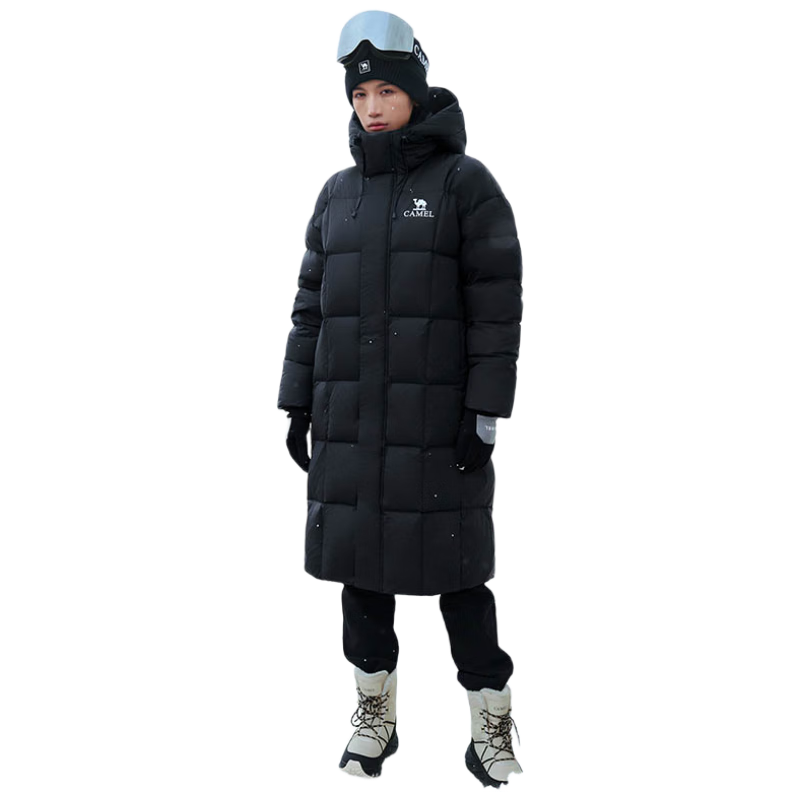 CAMEL [Wang Junkai's Style] Mid-Length down Jacket for Men And Women, Graphene Warm Coat W34CR07614