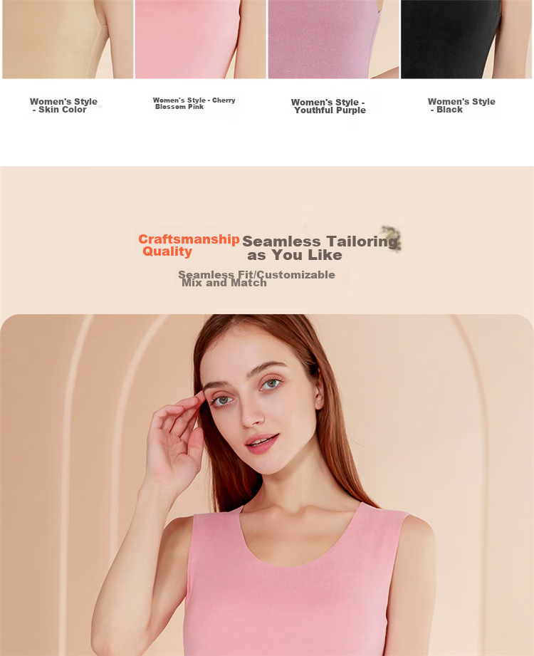 LangSha Women's Thermal Vest Slim Fit Autumn Seamless High Elastic Double-Sided Brushed Top Slimming Warm Underwear 13