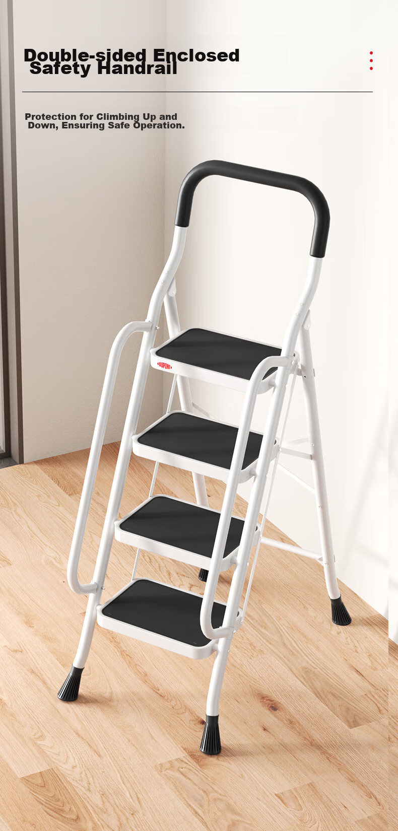 DU PONT Household Folding Step Ladder, 5-Step Thickened Carbon Steel Safety Ladder with Handrails 9