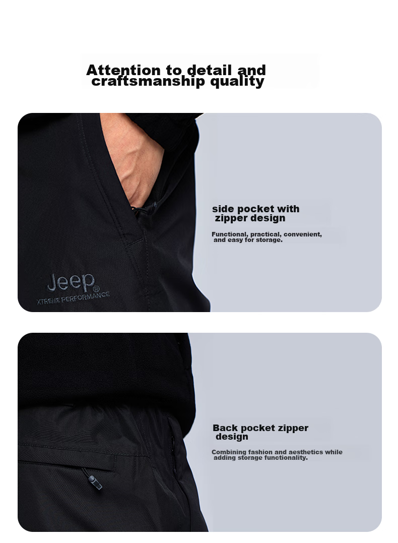 Jeep Men's Outdoor Windproof And Waterproof Hiking Pants, Fleece-Lined, Thickened, Durable Trekking And Mountaineering Trousers for Me 8