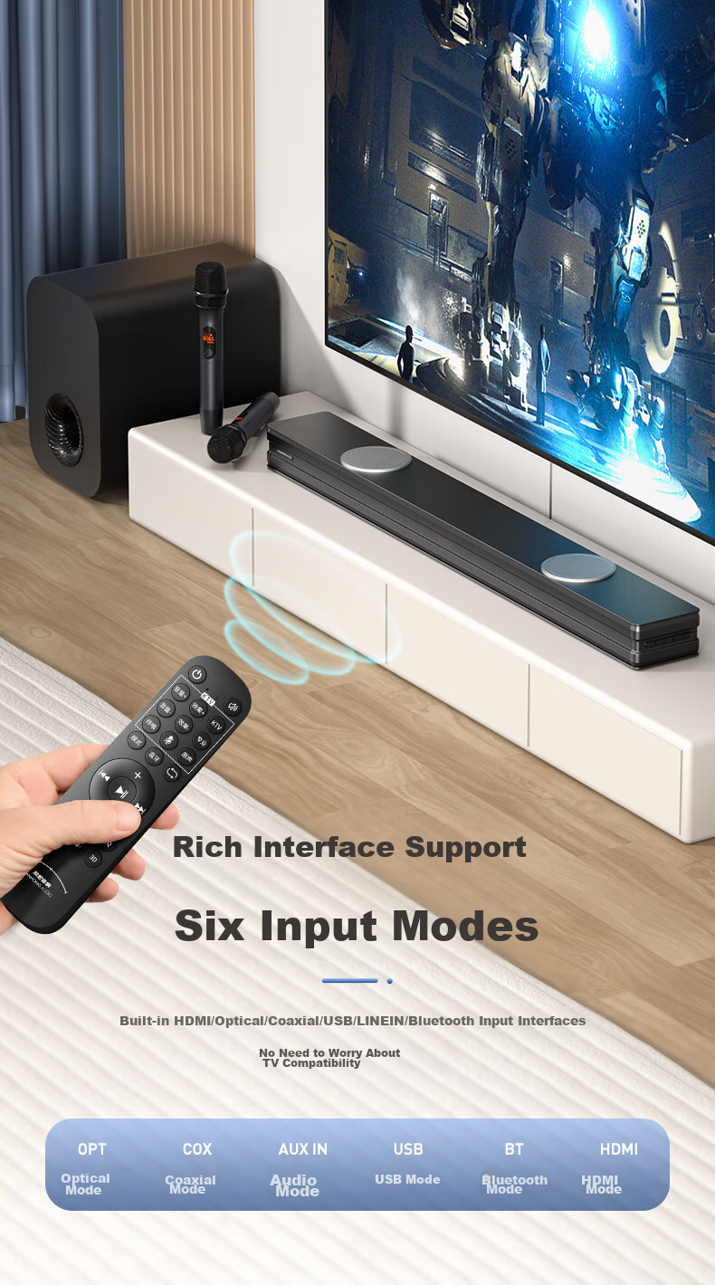 HANHONG_AUDIO 019KW-K TV Soundbar, Home Theater KTV Package, Surround Sound Karaoke Bluetooth Speaker, Karaoke Sound System for Home Indoor Use, Computer PS5 Speakers 15