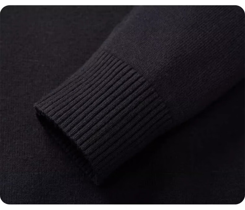 Huili All-Wool Sweater for Men, Autumn And Winter High-End Round Neck Warm Base Layer Knit Pullover, Black, Size L 18