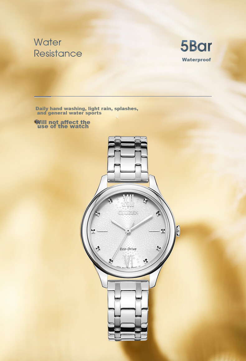 CITIZEN Watch for Women, Japanese And Korean Style, Eco-Drive, White Dial, Steel Band, Fashionable Gift for Girlfriend, EM0500-73A 8