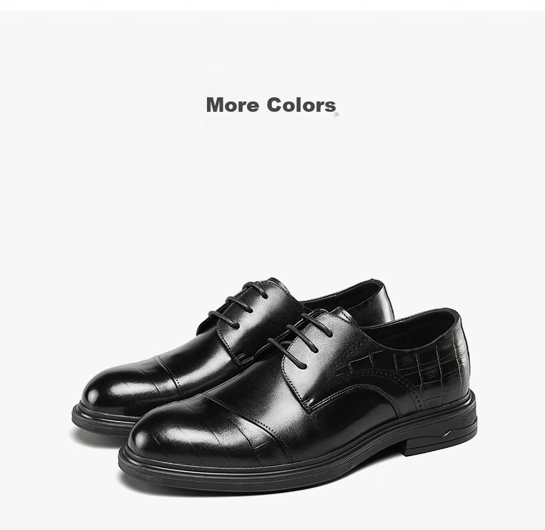 Yierkang Men's Leather Shoes, Business Formal Dress Shoes, British Style Loafers, Groom Wedding Shoes, 54277W Black Size 44 19