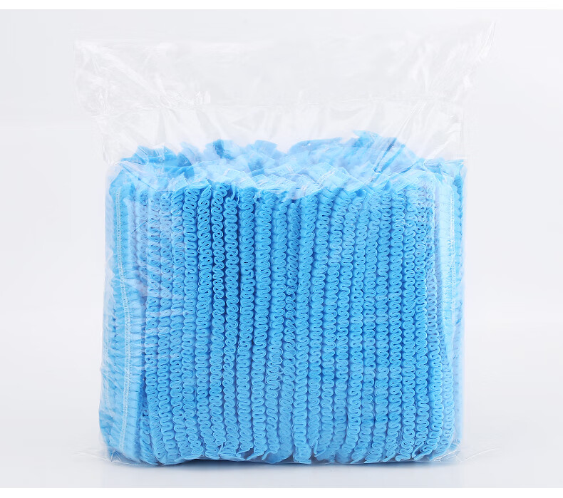 Houchuang Disposable Dustproof Cap [Next Day Delivery in Beijing] Non-woven Strip Dustproof Anti-Hair Loss Cap 21-inch Blue Double Rib 100pcs 4