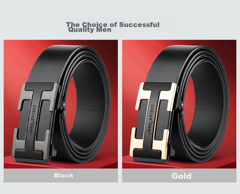 JEEP SPIRIT Men's Belt, Top-Grain Leather, Business Style, No Buckle, Inner Wear, Gift for Boyfriend, Husband, Father, Father's Day Present 14
