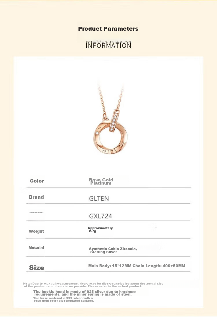 GLTEN Mobius Ring 999 Pure Silver Necklace, Women's Jewelry, Birthday Gift, Light Luxury Niche Pendant, for Girlfriend Or Wife 11