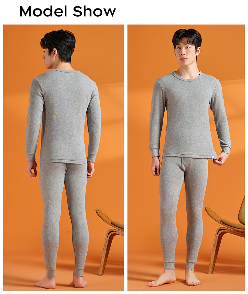 Yiershuang [Class A 100% Pure Cotton] Men's Thermal Underwear Set Antibacterial Youth Autumn Long Johns Full Cotton Sweater 16