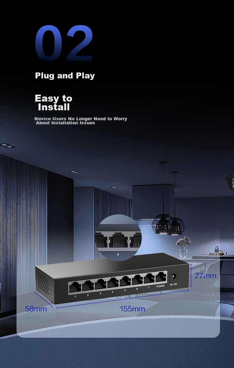 H3C 5-Port Gigabit Switch, Enterprise-Grade Switch, Home And Dormitory Monitoring Network Cable Splitter, Compatible with 100Mbps And S1G 3