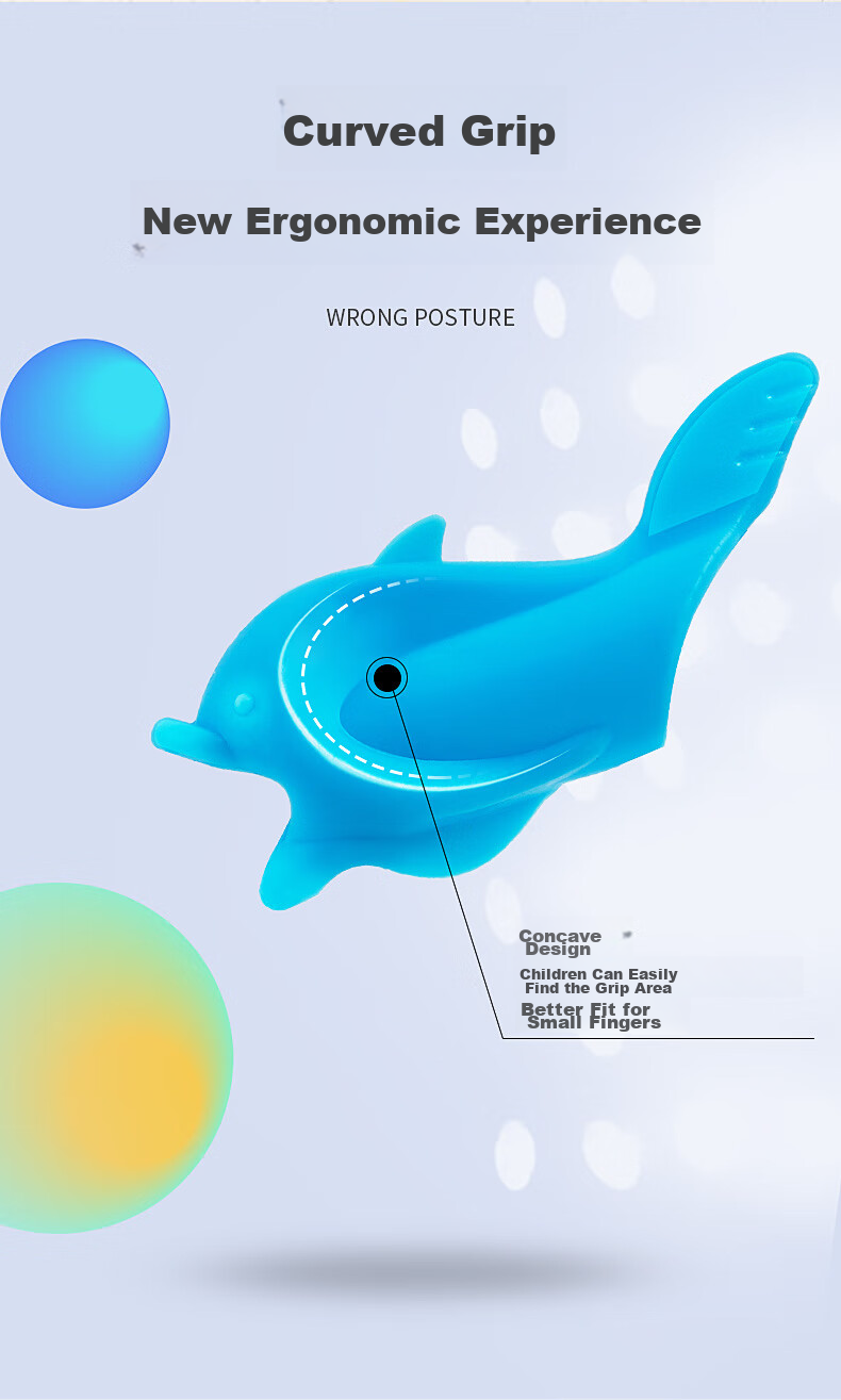 AIHAO [Lowest Price Online] Dolphin-Shaped Pen Grip Aid for Kindergarten And Elementary School Students, Pencil Grip Correction Silicone Pen Holder, Back-To Essential Stationery, Pack of 10 5