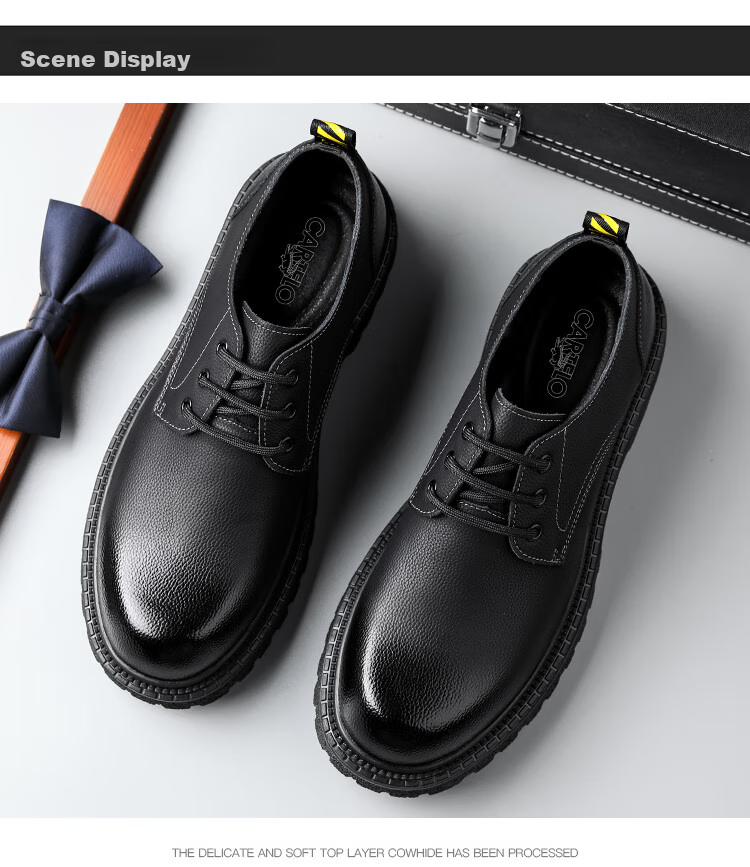 CARTELO , CARTELO British-Style Brogue Shoes, Men's Business Casual Leather Shoes, Thick-Soled Height-Increasing Shoes, 9789 Black, Size 41 10