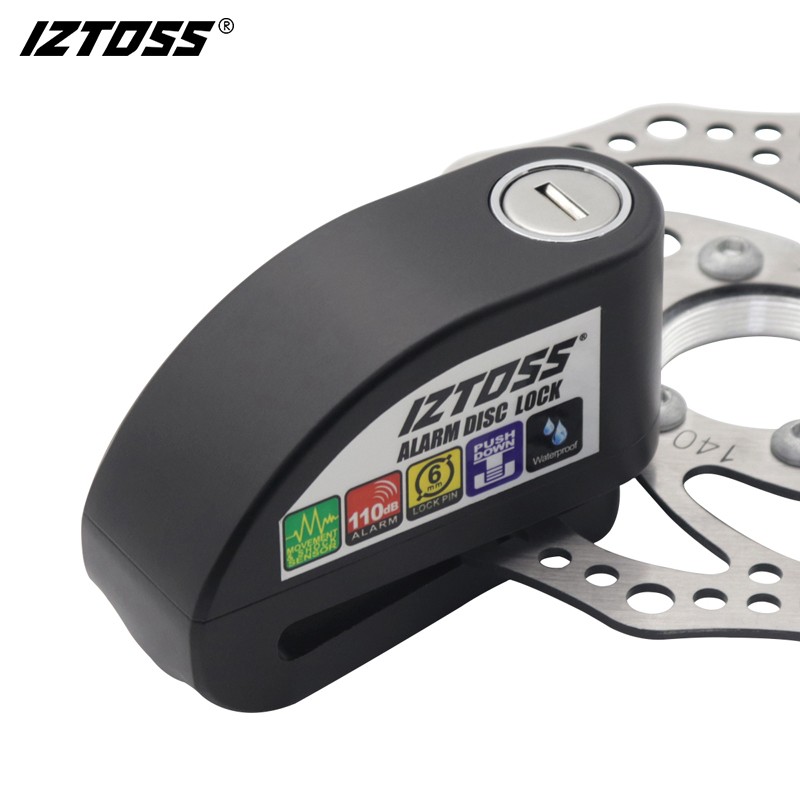 IZTOSS Disc Brake Lock Alarm Motorcycle Anti-Theft Lock Electric Bike Lock Scooter Lock Bicycle Lock Waterproof Black Model