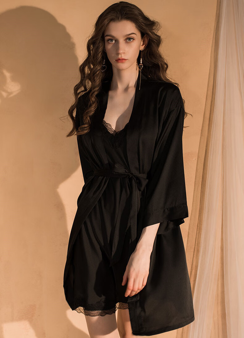 MAOHUO Pure Desire Ice Silk Nightgown for Women, Faux Silk Camisole Sleepwear, High-End Luxury Suspender Lingerie, Loungewear Gift Box 26